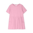 thumbnail image 5 of MKOSPLRT Cotton Linen Dresses for Girl Short Sleeve Crew Neck Tshirt Dress Solid Loose Fit Mini Dress Casual Summer Beach Dress with Pocket, 5 of 9