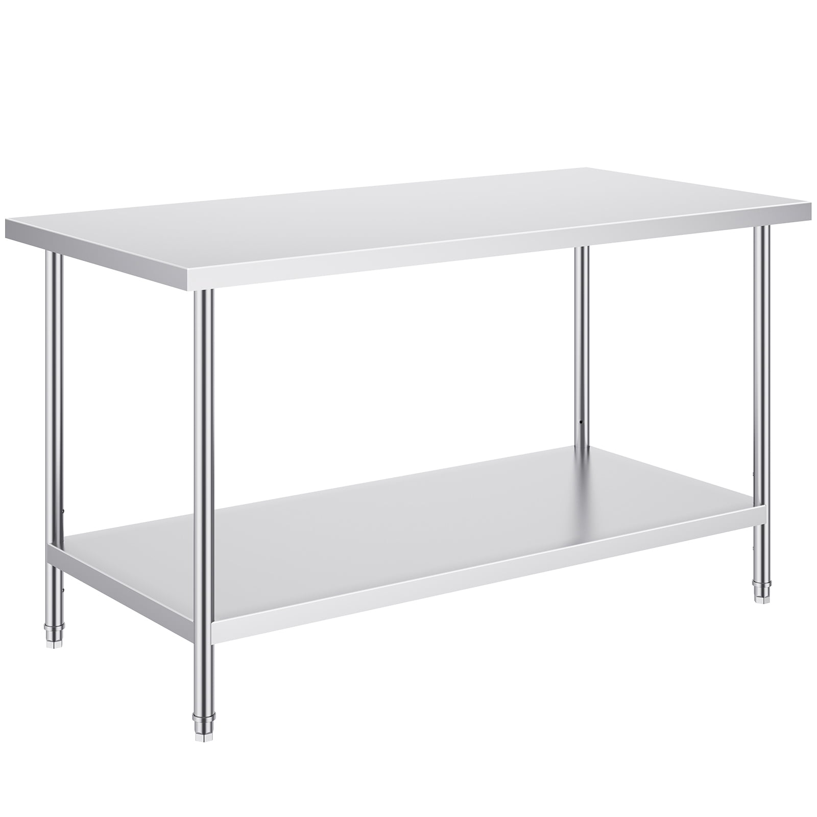 KFFKFF Metal Prep Station, 30x60x34 in, Supports up to 910 lbs, Durable Stainless Steel Table with 3 Height Settings, Ideal for Kitchen, Garage, or Commercial Use