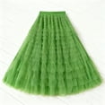 thumbnail image 3 of Felirenzacia Women’s Layered Ruffles Tulle Skirt Pleated High Waist Fluffy Maxi Skirt Fairy Cake Dress Long Tutu Party Skirt, Green,L, 3 of 5