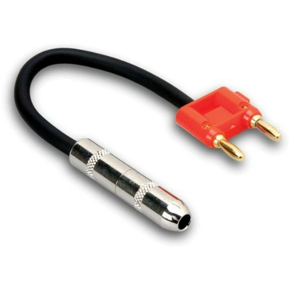 Hosa 1/4" TS to Dual Banana Speaker Adaptor - 6" - Red