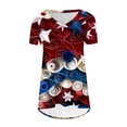 thumbnail image 4 of Fartey Womens 4th of July Shirts Proud Patriotic Red White and Blue Graphic Tshirts Tunic Short Sleeve Tees Dressy Casual V Neck Blouses Tops Blouses for Women Dressy Casual, 4 of 5