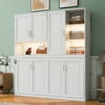 thumbnail image 2 of MODERNLUXE Twin Size Murphy Bed with Top Cabinets, Foldable Wall Bed Frame with Light, Storage Shelves and Charging Station for Small Space,White, 2 of 10