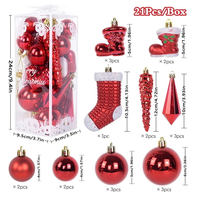 Wmhnj Paquete de 21 adornos navideños para rbol con cintas para colgar, ideales para decoraciones navideñas.