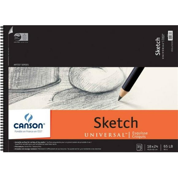 Canson C702-195 18 in. x 24 in. Artist Series Universal Sketch Wire Bound Pad - 35 Sheets