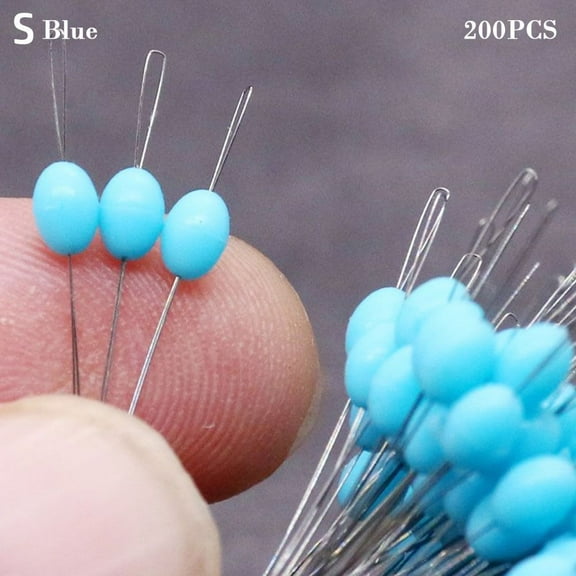 200pcs silicone New high concentricity Fishing Supply transparent Float Fishing Bobber Stopper olive Rubber Bean Space Beans Line Tackle Accessories BLUE S(0.6-2.0)