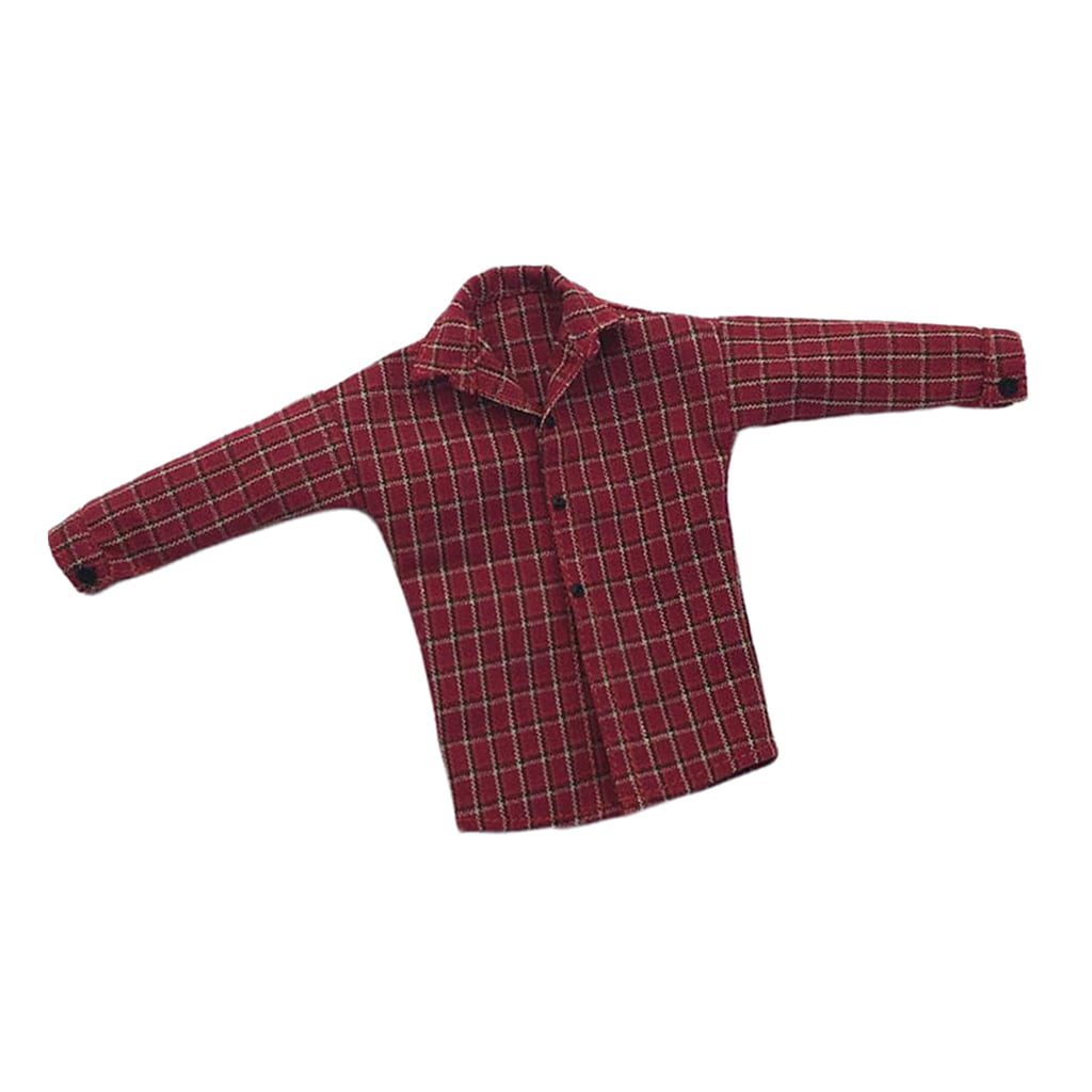 1/6 Doll Clothes Plaid Shirts Long Sleeve Red for 12'' Kumik Action Figure 