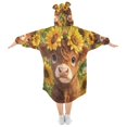 thumbnail image 2 of Wearable Blanket with Sleeves and Pocket Oversized Hooded Sweatshirt 3-14 YR Cute Highland Cow S, 2 of 7