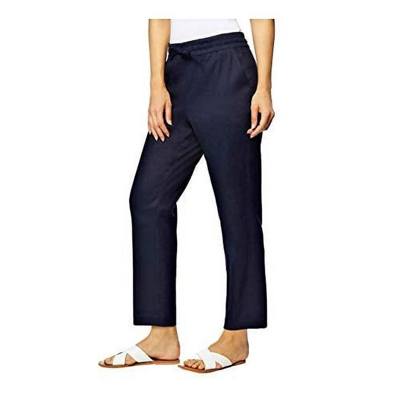 32 DEGREES Women's Ankle Length Linen Pants, Dark Indigo XL - NEW