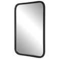 thumbnail image 2 of 30 Inch Wood Rectangular Wall Mirror, Rounded Corners, Black, Saltoro Sherpi, 2 of 5