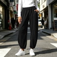 thumbnail image 6 of Pileajo Women's Casual Wide Leg Pants Drawstring High Waist Trousers Going out Jogger Pants with Side Pockets, 6 of 9