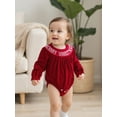 thumbnail image 4 of BemeyourBBs Baby Girl Christmas Romper Letter Embroidered Infant Winter Jumpsuit, 4 of 8
