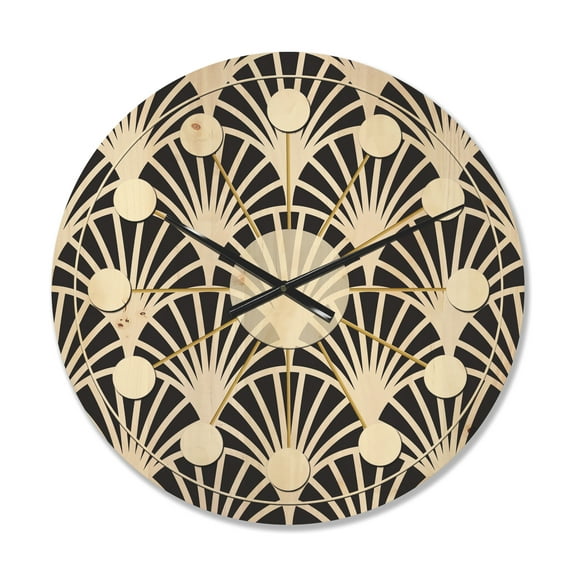 Designart 'Deco Waves Retro Art I' Mid-Century Modern Wood Wall Clock