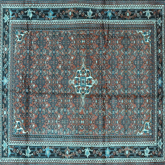 Ahgly Company Indoor Square Persian Light Blue Traditional Area Rugs, 6' Square