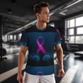 thumbnail image 3 of Wukai Two Human Hands are Holds Ribbon Awareness Print Men's Short-Sleeved Mesh T-Shirt,Quick-Dry Short Sleeve Workout T-Shirt-4X-Large, 3 of 8