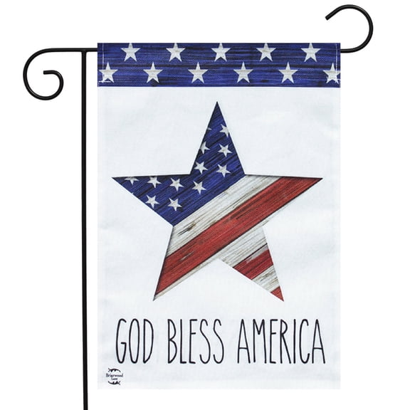 Briarwood Lane God Bless America Star Patriotic Burlap Garden Flag