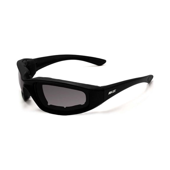 Maxx Foam Padded Motorcycle Riding Sunglasses TR90 Black Frame w/ Smoke Lens