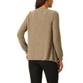 thumbnail image 3 of INSPIRE CHIC Women's Lightweight Sweater Knit Cardigan Irregular Hem Long Sleeve Open Front Drape Cardigan Khaki S, 3 of 4