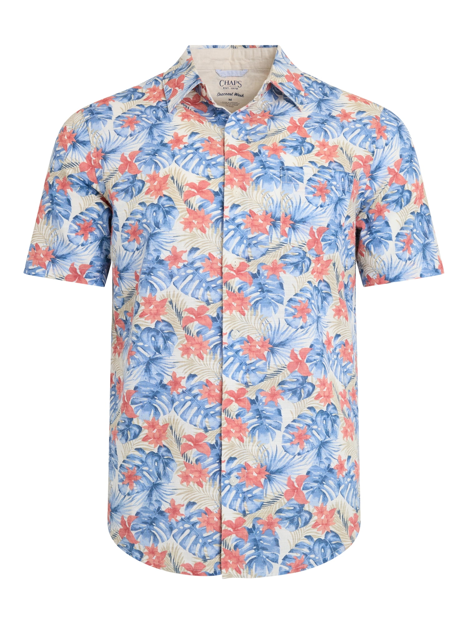 Chaps Men's Cotton Linen Short Sleeve Woven Shirt, Sizes S-2XL