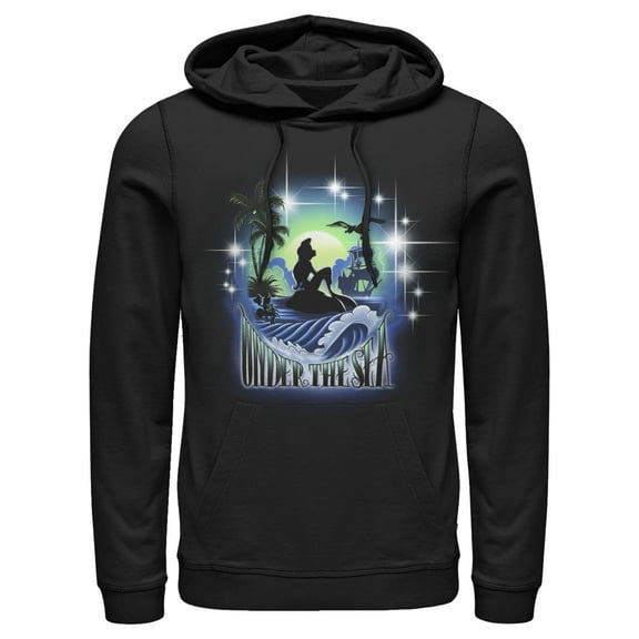 Men's The Little Mermaid Ariel Under the Sea Airbrush Silhouette Pull Over Hoodie