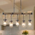 thumbnail image 4 of LNC Maison 5-Light Distressed Rusty Black and Brown Wood Grain Farmhouse Textured Glass Linear LED Kitchen Island Light, Dining Room Pendant Light,26"Lx3"Dx17"H,UFRAYNWM1CA385167|Walmart Canada, 4 of 12