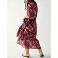 thumbnail image 4 of Faithtur Robe Bohème Florale pour Femmes Été Manches Mi-Longues Col en V Taille Froncée Robe Longue Fluide, 4 of 9