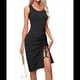 thumbnail image 2 of Vestido Ajustado Fruncido para Mujer, Minivestido de Verano Acanalado con Cordón y Tirantes Finos. Negro M, 2 of 9