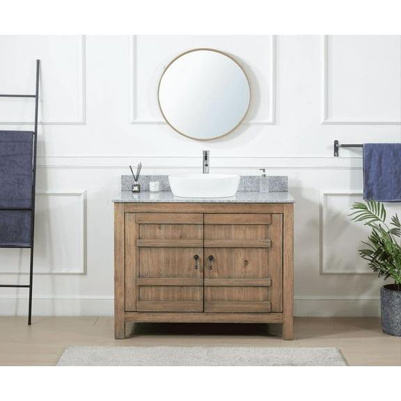 Benton Collection 42" Natural Wood Bathroom Vanity with Gray Stone Top