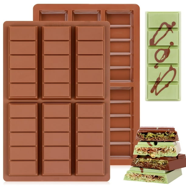 Molde de silicona antiadherente primario para barras de chocolate, juego de 2