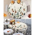 thumbnail image 6 of Fitted Round Tablecloths Table Covers 36-44in,Thanksgiving Day Fall Botanical Leaves Waterproof Elastic Edged Table Cloth for Kitchen Dining Holiday Party Tables,Watercolor Foliage on Faint Yellow, 6 of 6