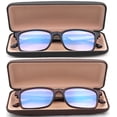 thumbnail image 3 of 2 Pairs - Blue Ray Blocking Lens Light Weight Rectangular Frame Matel Temple Computer Reading Glasses for Men for Women for Men for Women, Reading Glasses +2.00 With Hard Case, 3 of 3