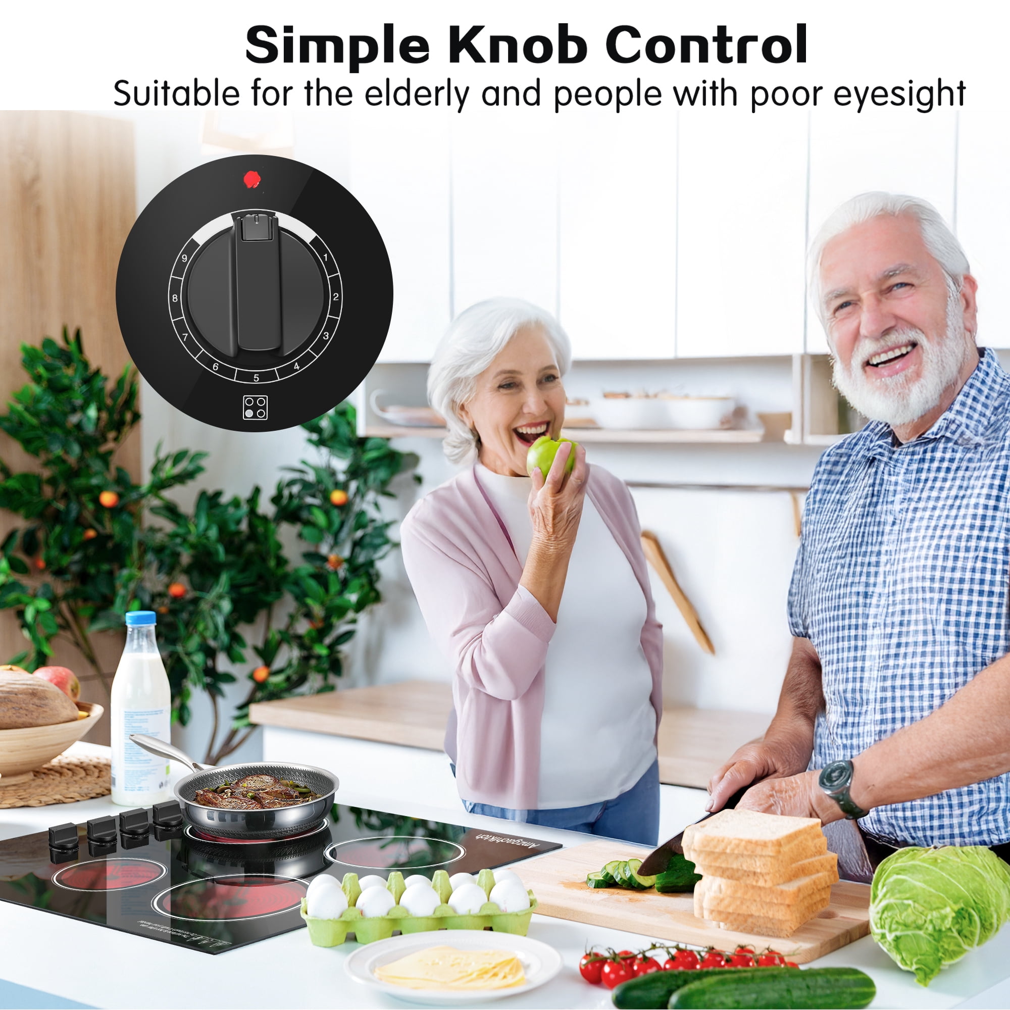 AMZGACHFKTCH 30 Inch Ceramic Cooktop with 4 Burners, 1200W, ETL Certified