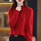 thumbnail image 1 of Suéter de cachemira de otoño e invierno para mujer, suéter corto de cuello alto con base gruesa, suéter suelto de lana, 1 of 6