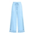 thumbnail image 5 of GUACER Womens Linen Wide Leg Pants Drawstring with Tassels & Pockets Palazzo Trousers for Beach & Casual Wear, 5 of 6