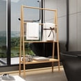 thumbnail image 2 of Bamboo Ladder Towel Rack with Storage Shelf   Freestanding Towel Holder for Bathroom Bedroom Living Room  Multi Tier Organizer for Towels Linens Blankets  Natural Bamboo, 2 of 9