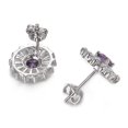 thumbnail image 5 of Airokiy Rhinestone CZ Stud Earrings for Women Purple Crystal Studs Hypoallergenic Pierced Ear Silver Earrings, 5 of 7