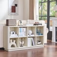thumbnail image 5 of 52-Inch Long 8-Cube Horizontal Bookcase with Curved Edge, Low 2-Tier Cubby Console TV Stand for Living Room, White-Grey Cream Oak, 5 of 9