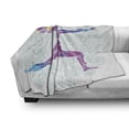 thumbnail image 3 of Colorful Soft Flannel Fleece Blanket, Girl on Yoga Warrior Pose with Lotus Flower Petal Lines and Shapes Boho Art Print, Cozy Plush for Indoor and Outdoor Use, 50" x 60", Purple Blue, by Ambesonne, 3 of 6