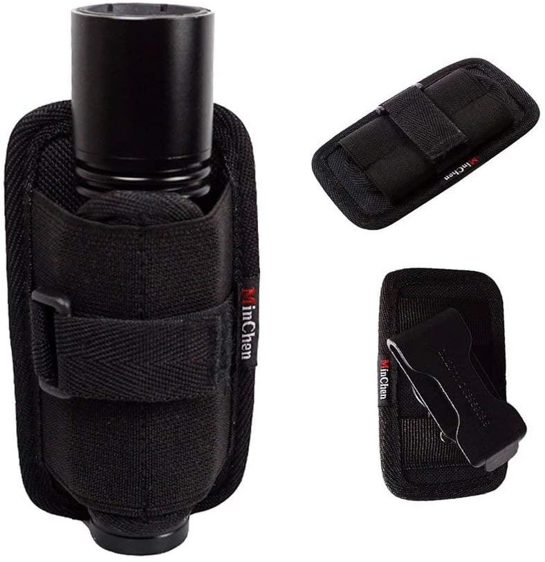US 360 Degrees Rotat Flashlight Holder Duty Holster Belt Carry Case Nylon BLACK 