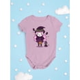 thumbnail image 3 of Cute Witch Girl W Kitten Bodysuit Infant -Image by Shutterstock,  18 Months, 3 of 4