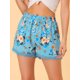 thumbnail image 2 of INSPIRE CHIC Pantalones Cortos De Playa De Cintura Elástica Con Estampado Floral De Encaje De Verano Para Mujer Azul claro S, 2 of 5