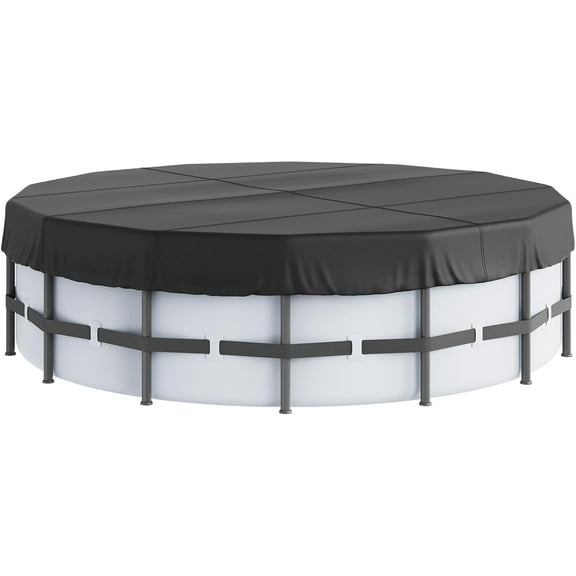 FGYRYK 15 ft Round Pool Cover for Above Ground Pools, Aboveground Swiming Safety Pool Covers with Drawstring Design, Higher Quality 420D Oxford Fabric Winter Pool Cover, Waterproof and Dustproof