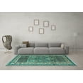 thumbnail image 3 of Ahgly Company Indoor Square Persian Turquoise Blue Traditional Area Rugs, 4' Square, 3 of 4