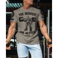 thumbnail image 3 of Gymish The Heavier The Better Workout Shirt for Men – Funny Gym T-Shirt, Motivational Lifting Tee, Warm Grey with Sleeve Logo, Medium, 3 of 6