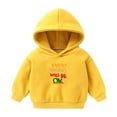 thumbnail image 2 of Jinhomg Cute Sweatshirt for Boys Girls Fall Cute Letter Print Hoodies Toddler Kids Long Sleeve Warm Pullovers Yellow 5 Years, 2 of 3