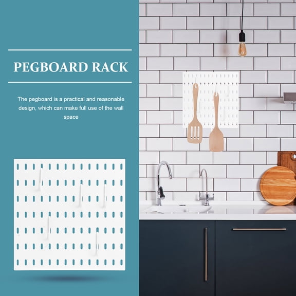 DRAFIDEEP Kitchen Pegboard Wall Organizer Set, White Plastic Tool Storage for Home, Garage, Workshop Organization