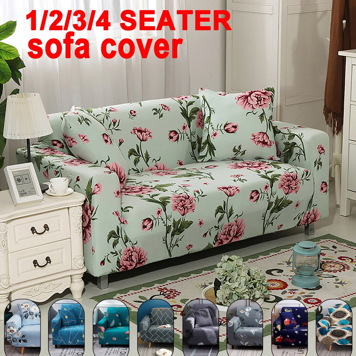 1/2/3/4 Seater Slipcover Stretch Couch Sofa Lounge Cover Recliner Chair Elastic 