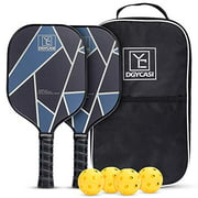 Pickleball Paddles Set of 2, 2 Premium Lightweight Honeycomb Composite Core Paddles Low Edge Guard,1 Racket Bag and 4 Balls,7.97OZ,Blue Silver
