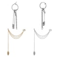 thumbnail image 5 of Unisex Men Women Rock Hip Hop Leaves Gothic Long Tassel Safety Drop Earring Pins Earrings Ear Bone Clip C, 5 of 8