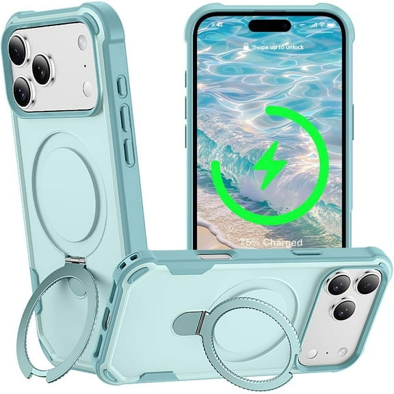 MYKOMI Designed for iPhone 17 Pro Case with Magnetic Stand [Military Drop Protection][Compatible with Magnet] Shockproof 17 Pro Phone Case with Ring Holder