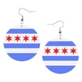 thumbnail image 6 of Round Leathe Dangle Earrings For Women Chicago Flag Style Circle Shape Drop Earrings Jewelry, 6 of 6